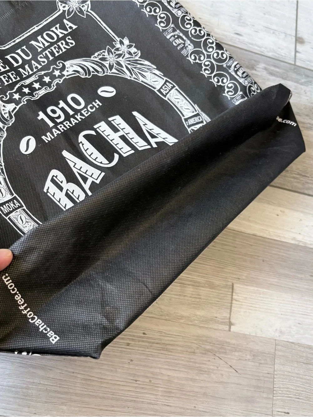 Bacha Coffee Non-Woven Fabric Shopping Tote Bag Black